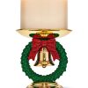 Christmas Wreath Pedestal 3-Wick Candle Holder