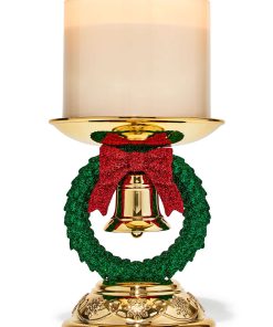 Christmas Wreath Pedestal 3-Wick Candle Holder