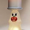 Light-up Ghost Jack-o’-lantern Pedestal 3-Wick Candle Holder